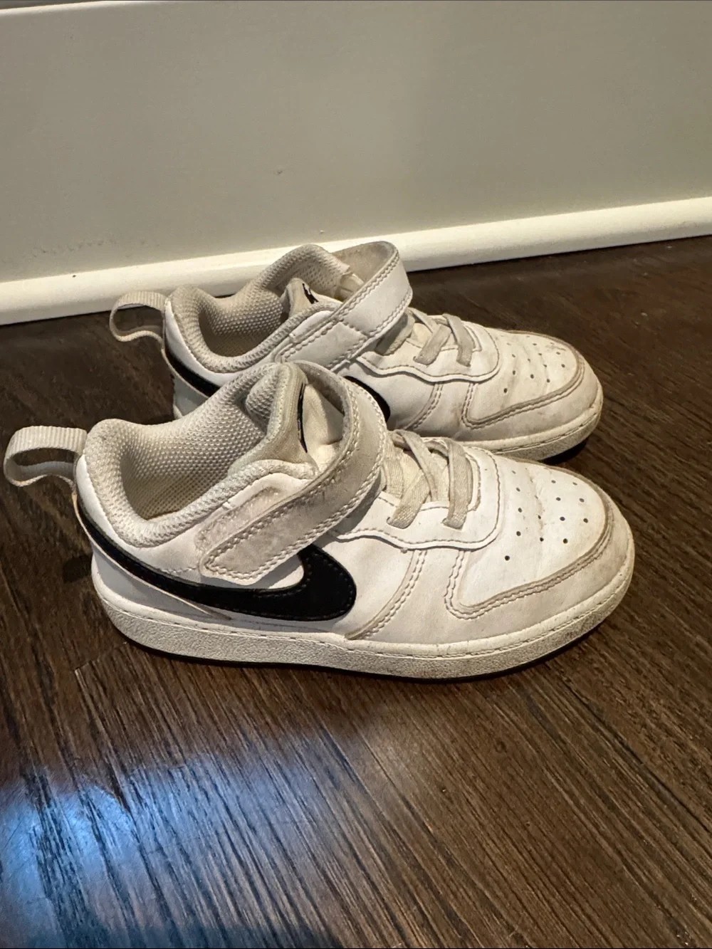 Nike Kids White and Black Velcro Sneakers